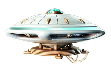 UFO vector icon 3d shiny modern cartoon style isolated transparent background Png V1
