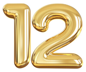 balloon number 12 - gold number