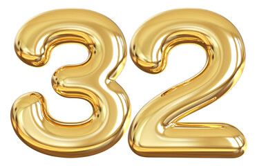 balloon number 32 - gold number