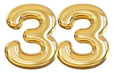 balloon number 33 - gold number