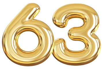 balloon number 63 - gold number