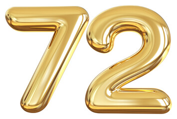 balloon number 72 - gold number