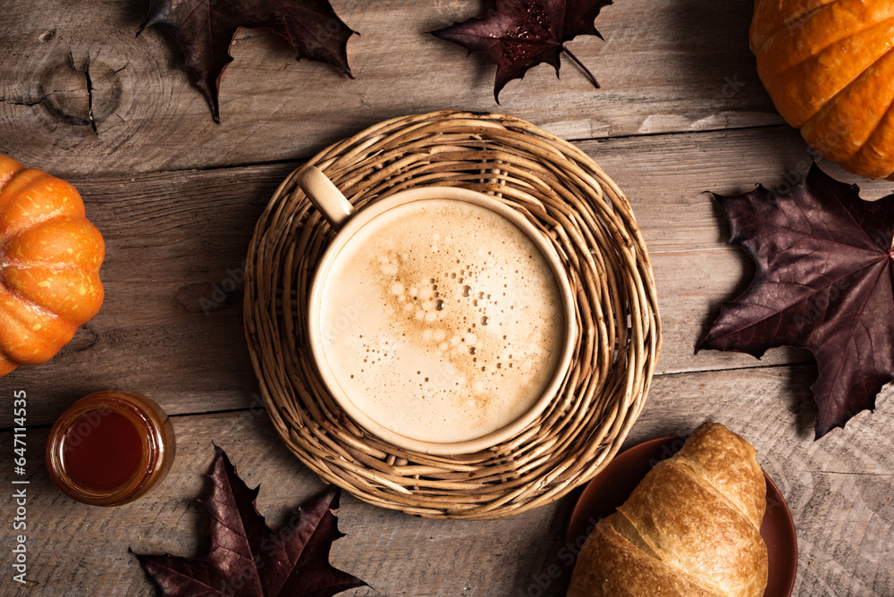 Wall mural autumn cosy breakfast with coffee