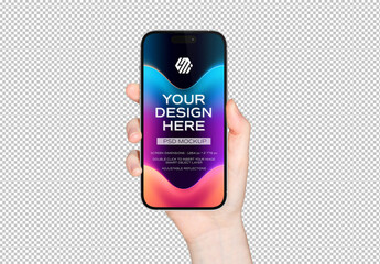 Modern Smartphone Mockup Isolated in Woman Hand