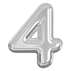3d number 4 - silver number