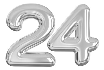 3d number 24 - silver number
