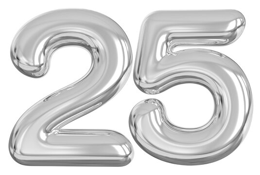 3d number 25 - silver number