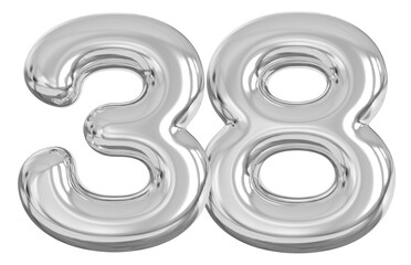 3d number 38 - silver number