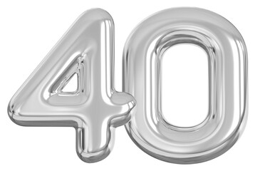 Fototapeta premium 3d number 40 - silver number