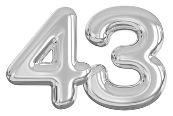 3d number 43 - silver number