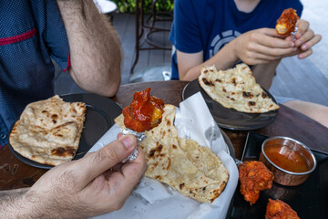 Indian Flat Bread Closeup, Traditional Flatbread also Known as Pita Bread, Roti, Chapati, Naan or Tortilla