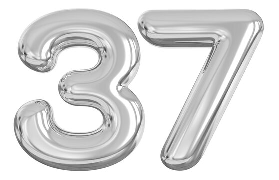 3d number 37 - silver number