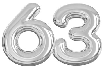 3d number 63 - silver number