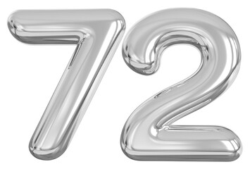 3d number 72 - silver number