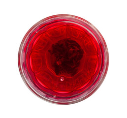 Hibiscus Tea, Dry Rose Drink, Cold Fruit Red Tea in Transparent Mug, Roselle Hibiscus Tea