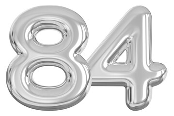 3d number 84 - silver number