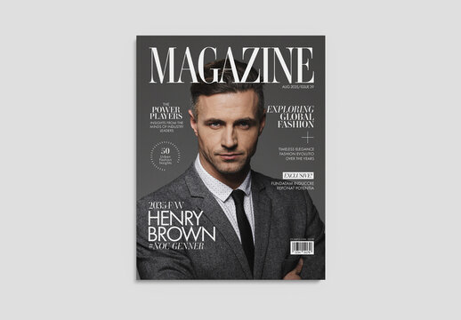 Fashion Magazine Cover Layout for Male Model