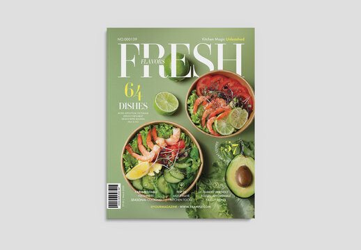 Food Magazine Cover Layout for Healthy Salad Menu