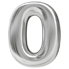 Obraz premium 0 Number Silver 3D Render