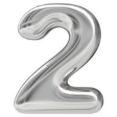 2 Number Silver 3D Render