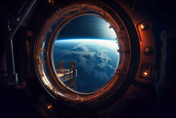 Starry Window View from Spaceship: A Glimpse into the Beyond