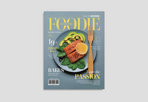 Food Magazine Cover Layout Delicious Tasty Menu