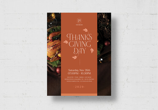 Thanksgiving Flyer Layout in Modern Rustic Style