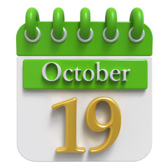 19th October - 3d Calendar Icon