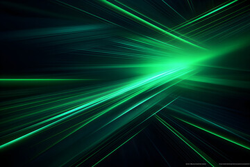 Beautiful abstract futuristic dark background with green colour light. AI Generative