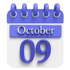 9th October - 3d Calendar Icon