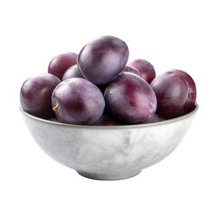 Fototapeta premium a bowl full of plums photograph. isolated transparent background 