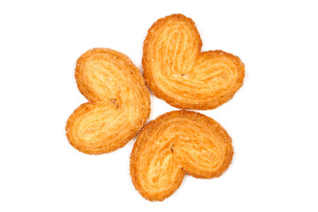 Three ear cookies on a white background.