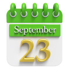 September 23rd Calendar 3d Render