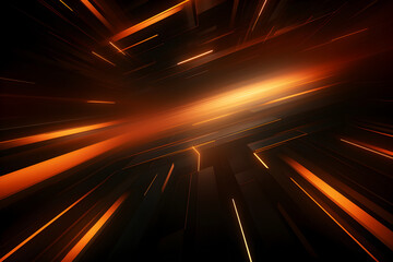 Beautiful abstract futuristic dark background with orange colour light. AI Generative