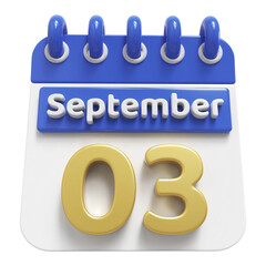 3rd September - 3d Calendar Icon