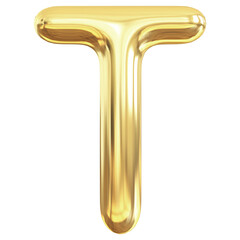 Gold Letter T Bubble - 3d Aphabet Font
