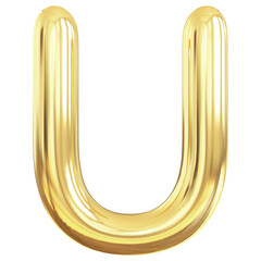 Gold Letter U Bubble - 3d Aphabet Font