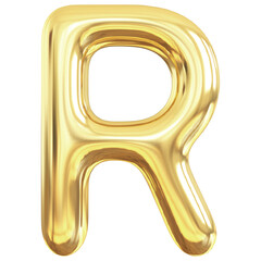 Gold Letter R Bubble - 3d Aphabet Font