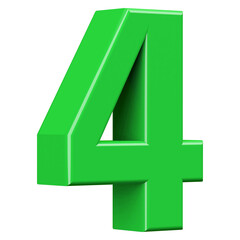 Green Number 4 - 3d Rendering