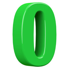 Green Number 0 - 3d Rendering