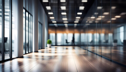 Abstract blurred bright office interior room