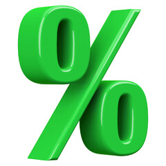 Green Percent Symbol  - 3d Rendering
