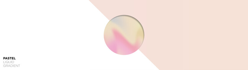 Simple Geometric Banner Background in white and pastel pink for copy space with framed pastel pink gradient color ring. Vector Illustration. 