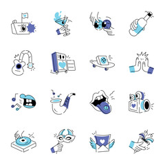 Collection of Party Hand Drawn Icons 