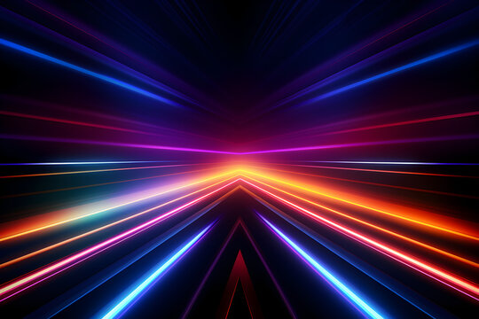 Beautiful abstract futuristic dark background with mix colour light. AI Generative