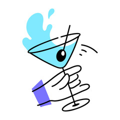 Latest hand drawn icon of cocktail glass 