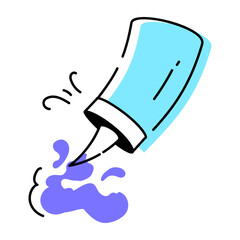 Ketchup bottle hand drawn icon 