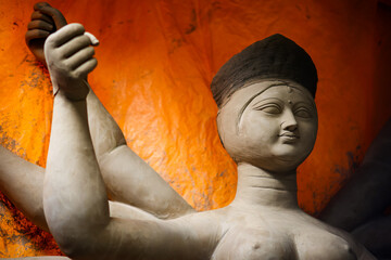 Making of goddess Durga idol. These idols are made for Durga puja, the biggest festival of Kolkata,...