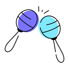 Catchy doodle icon of maracas