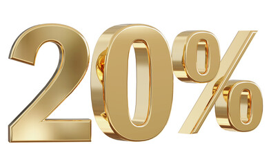 20 Percent off - 3d Gold Number Discount